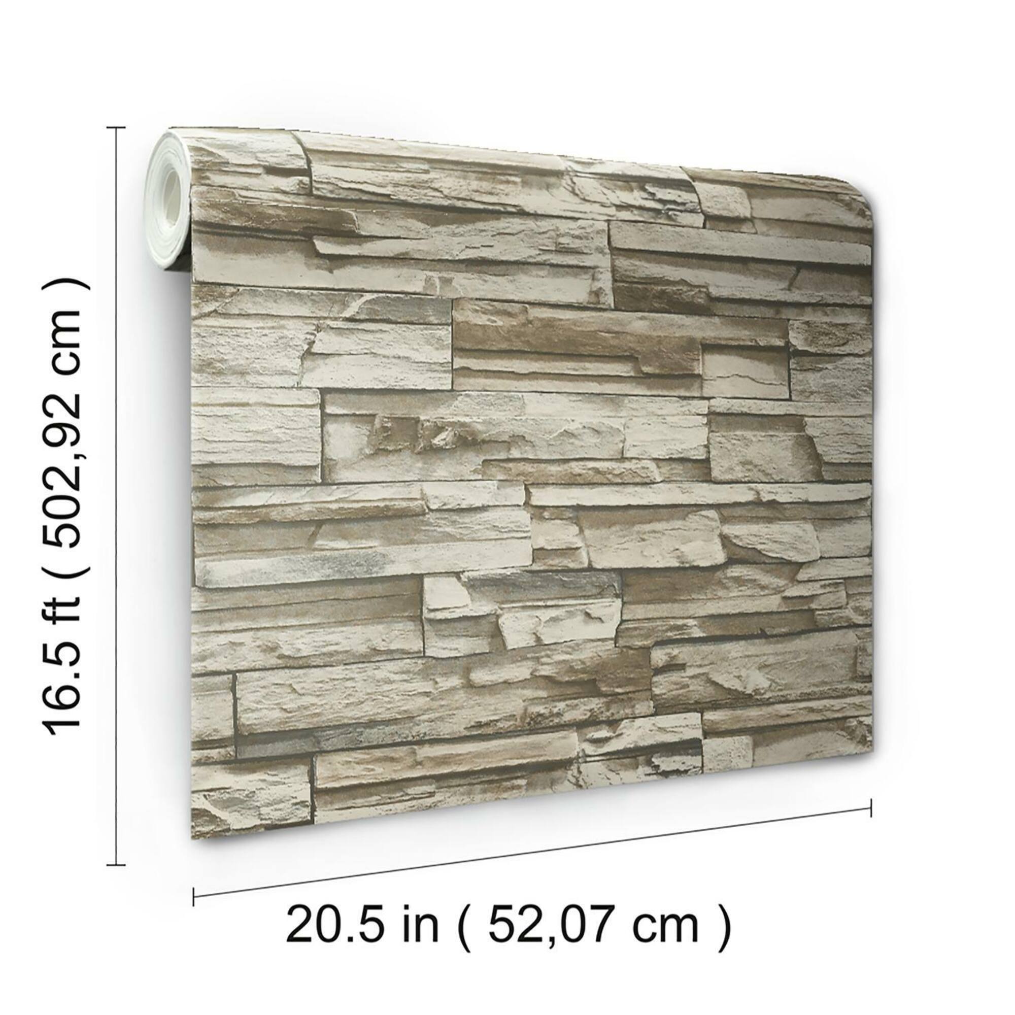 RoomMates Stacked Stone Peel & Stick Wallpaper